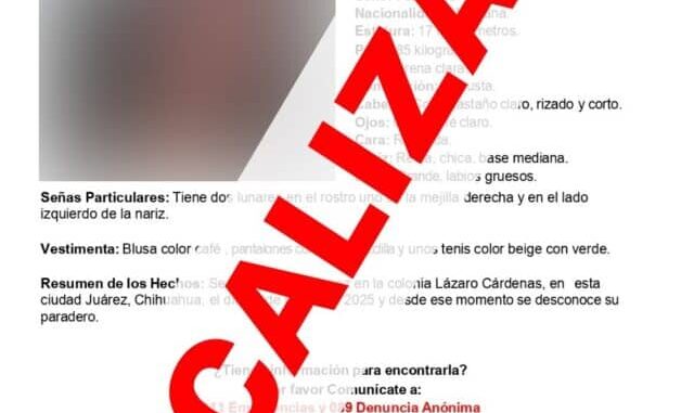 Localizan sana y salva a menor reportada ausente en Ciudad Juárez